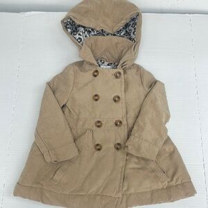 Tahari Tan Pea Coat with Hood and Flared Silhouette